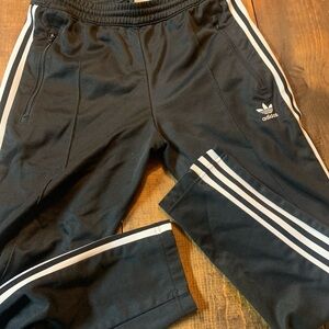 Adidas Women's Black Joggers with White Stripes